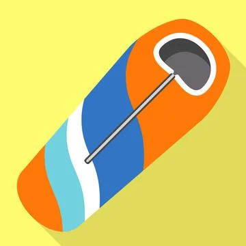 Camp sleeping bag icon, flat style Ilustración de archivo