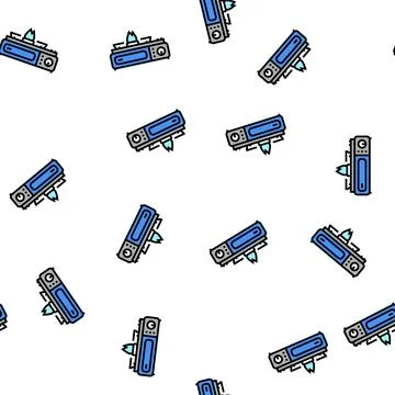 Camp stove vector seamless pattern Stock Illustration