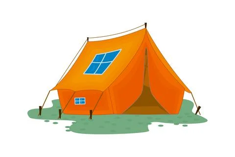 Camp tent isolated on white background. Camping concept. Tourist tent. Stock Illustration