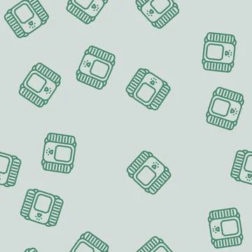 Camp tent vacation line vector seamless pattern Stock Illustration