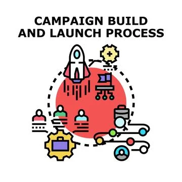 Campaign build and launch process vector concept Stock Illustration