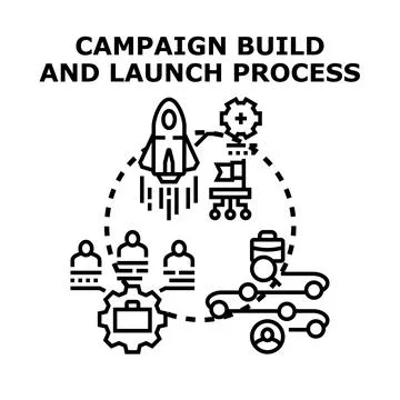 Campaign build and launch process vector concept Stock Illustration