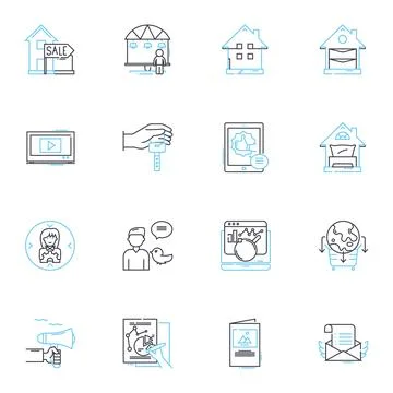 Campaign drive linear icons set. Donation, Fundraising, Advocacy, Outreach Stock Illustration
