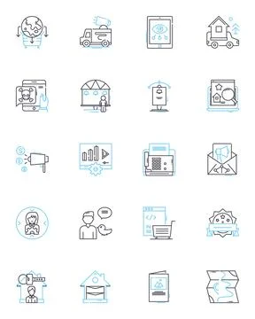 Campaign drive linear icons set. Donation, Fundraising, Advocacy, Outreach Stock Illustration
