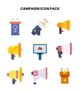 Campaign Flat Collection Icons Pack イラスト素材