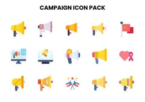 Campaign Flat Design Icons Pack Stock Illustration