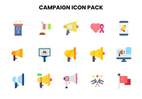Campaign Flat Design Icons Pack Stock Illustration