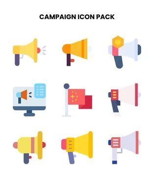 Campaign Flat Graphics Icons Pack Stock Illustration