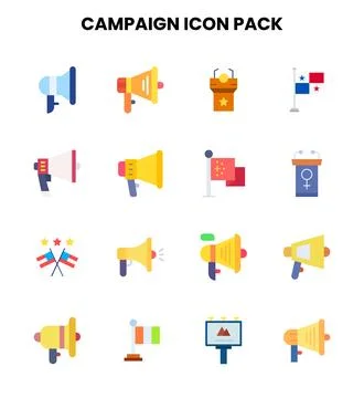 Campaign Flat UI Icons Pack Stock Illustration