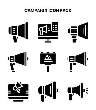 Campaign Glyph Icons Pack Stock Illustration