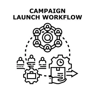 Campaign launch workflow concept process vector 스톡 일러스트