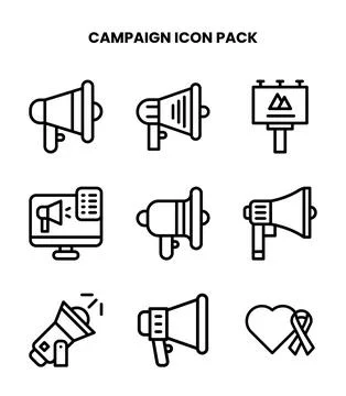 Campaign Line Set Icons Pack Stock Illustration
