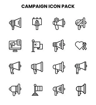 Campaign Line Set Icons Pack Stock Illustration