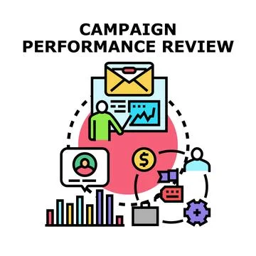 Campaign performance review analyzing marketing business strategy 스톡 일러스트