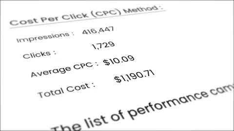 Campaign Statement with Focus on Cost per Click (CPC) animation Stock Footage 331025202