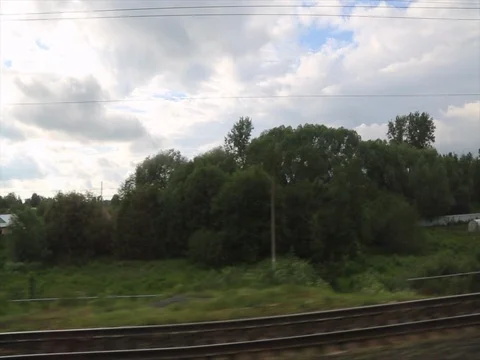 Campaign summer landscape view from train window Russia Stock Footage 78069709