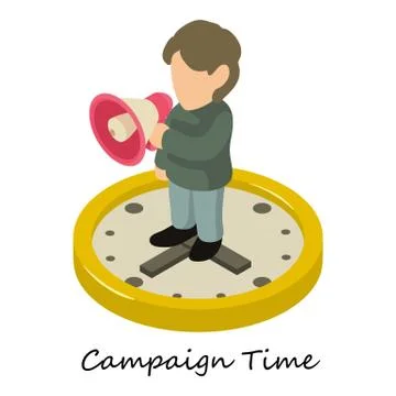 Campaign time icon, isometric 3d style Illustrazione stock