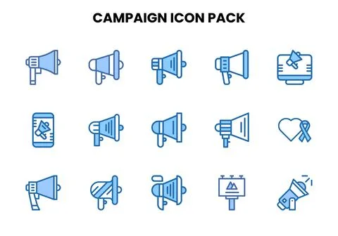 Campaign Two Colour Bundle Icons Pack Stock Illustration