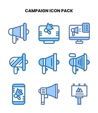 Campaign Two Colour Set Icons Pack Stock Illustration