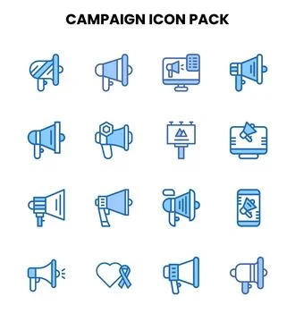 Campaign Two Colour UI Icons Pack Stock Illustration