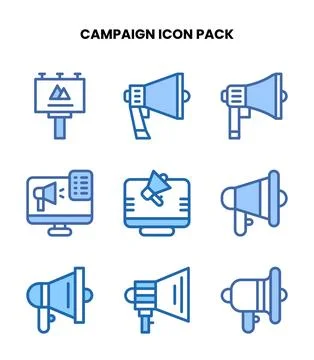Campaign Two Colour Vector Icons Pack Stock Illustration