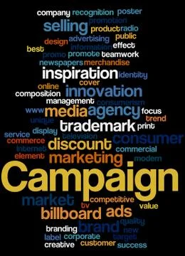 Campaign, word cloud concept Illustrazione stock
