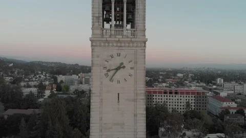 The Campanile (Sather Tower) Berkeley at Sunset, 4K Stock Footage 154277926