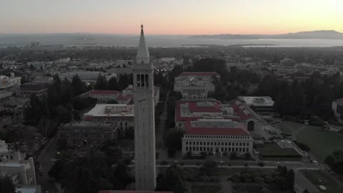 The Campanile (Sather Tower) Berkeley at Sunset, 4K Stock Footage 154277989