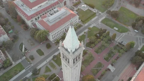 The Campanile (Sather Tower) Berkeley at Sunset, 4K Stock Footage 154278040