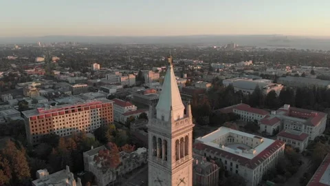 The Campanile (Sather Tower) Berkeley at Sunset, 4K Stock Footage 154278187