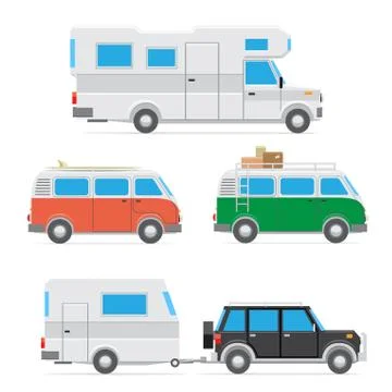 Camper car set Stock Illustration