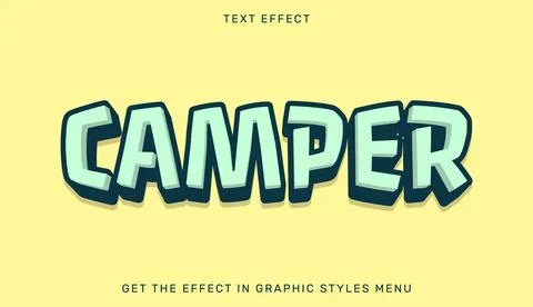 Camper editable text effect in 3d style Stock Illustration
