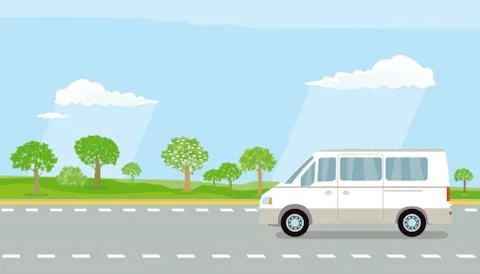 Camper on the highway Stock Illustration