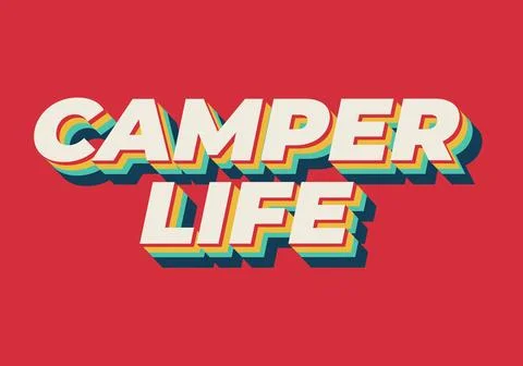 Camper life. Text effect design for social media or digital ads in bold fonts Illustrazione stock
