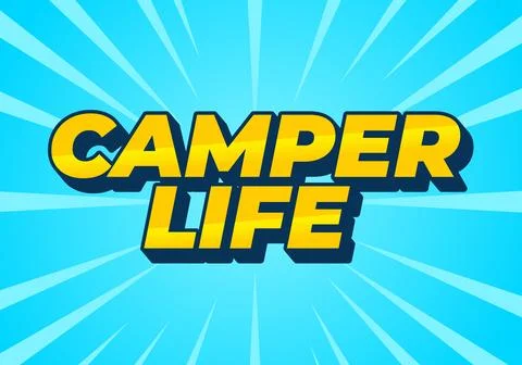 Camper life. Text effect design for social media or digital ads in bold fonts Illustrazione stock