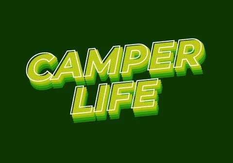 Camper life. Text effect design for social media or digital ads in bold fonts Illustrazione stock