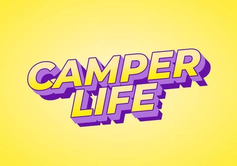 Camper life. Text effect design for social media or digital ads in bold fonts Illustrazione stock