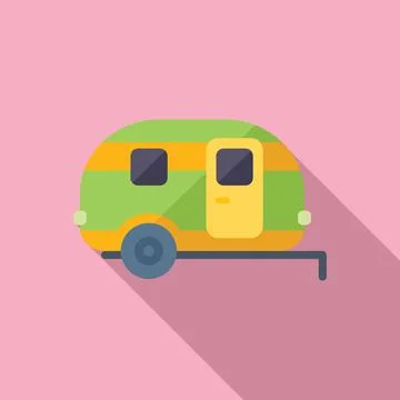 Camper rv icon flat vector. Auto bus Stock Illustration