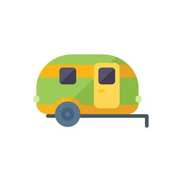 Camper rv icon flat vector. Auto bus Stock Illustration