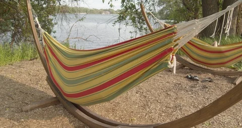 Camper taking a nap in a hammock Stock Footage 115002285