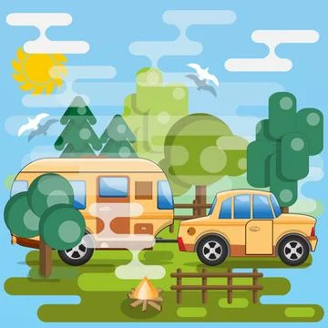 Camper trailer. Stock Illustration