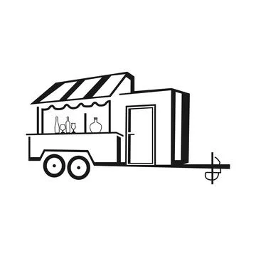 Camper trailer mobile bar vector illustrations Stock Illustration