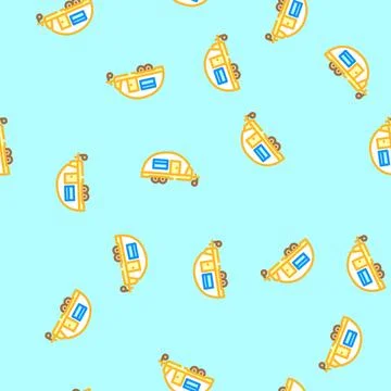 Camper trailer mobile home vector seamless pattern Ilustración de archivo