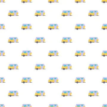 Camper trailer travel seamless pattern background Stock Illustration