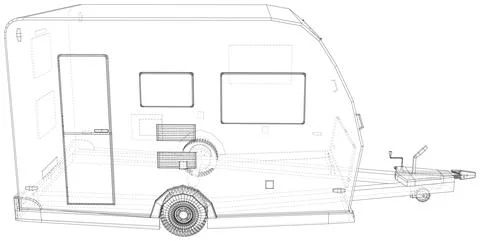 Camper Trailer. Van Caravan Vector illustration isolated on white background Illustrazione stock