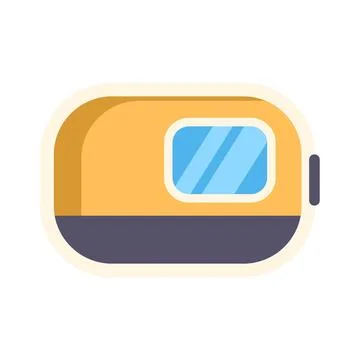 Camper trailer vector icon with rounded corners and a window Stock Illustration