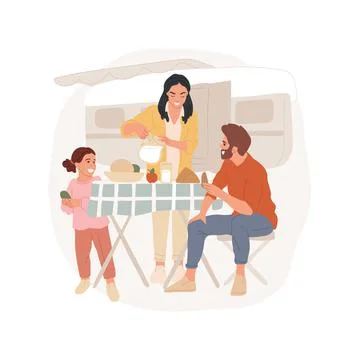 Camper travel abstract concept vector illustration. 스톡 일러스트