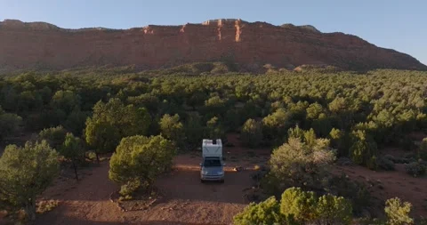 Camper Van Among Desert Juniper Trees Near Kanab Utah Stock Footage 335119147