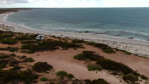 Camper Van at the Beach Stock Footage 159579339