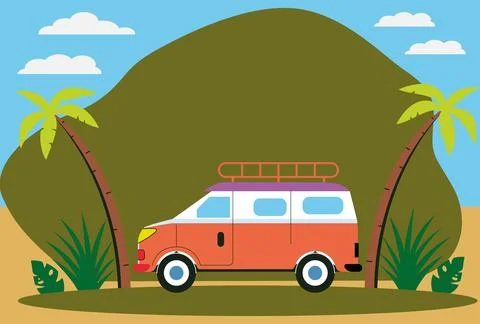 Camper Van Concept Illustration Vector Style Illustration Illustrazione stock